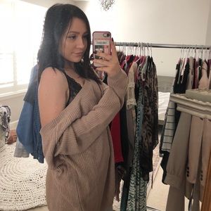 BEIGE OVERSIZED LULUS KNIT SWEATER